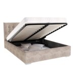 Lit coffre lucerno 160 x 200 cm avec sommier  lattes relevable taupe