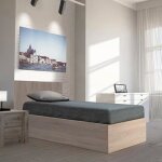 Lit coffre madrid 90x190 + 1 sommier / d�cor ch�ne blanchi