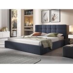 Mael - lit coffre - 180x200 - en tissu - sommier inclus - bleu ardoise