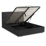 Lit coffre - sampur - majestueux - 90x190 cm - simili cuir - rangement pratique