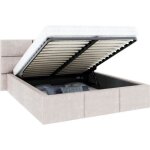 Lit coffre miami 140 x 190 cm avec sommier à lattes relevable beige Lit coffre miami 140 x 190 cm avec sommier à lattes relevable beige