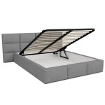 Lit coffre miami 160 x 200 cm avec sommier à lattes relevable gris clair Lit coffre miami 160 x 200 cm avec sommier à lattes relevable gris clair