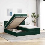 Lit coffre ottoman - maison exclusive - 200x200 cm velours - matelas ressorts 20 cm - rangement hydraulique ...