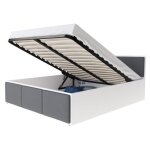 Lit panama t 120x200 + coffre - sommier inclus blanc - gris fonc�