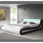 Lit coffre parisina - parisina - 180x200cm - blanc et noir - bois et simili cuir - rangement Lit coffre parisina - parisina - 180x200cm - blanc et noir - bois et simili cuir - rangement
