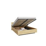Lit coffre perou 140 x 200 cm avec sommier  lattes relevable chne