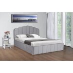 Lit avec coffre de rangement kelly design en velours gris 160 x 200 cm