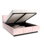 Lit coffre raveiro 140 x 200 cm avec sommier  lattes relevable rose ple