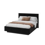 Lit coffre raveiro 160 x 200 cm avec sommier � lattes relevable noir