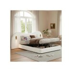 Lit coffre rembourr� 180x200 cm - modernluxe - avec usb - lampe de lecture - t�te de lit rembourr�e - ...