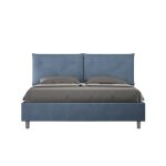 Lit coffre rembourr - appia - 160x190 - microfibra bleu