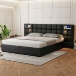 Lit coffre rembourr� evryae 180x200 cm pu noir