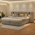 Lit coffre rembourr� evryae 180x200 cm velours gris capitonn� design �l�gant et fonctionnel