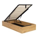 Lit coffre sommier � lattes 90x190cm d�cor bois ch�ne - lift