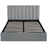 Lit coffre songe + sommier velours argent 160cm