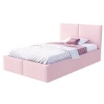 Lit coffre tesia 120x190 - sommier inclus rose p�le