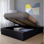Lit coffre - torino - 140x190 cm - sommier  lattes - noir