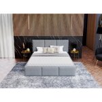 Lit coffre tulum 140 x 190 cm avec sommier à lattes relevable gris clair - tesia - contemporain - design ... Lit coffre tulum 140 x 190 cm avec sommier à lattes relevable gris clair - tesia - contemporain - design ...
