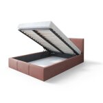 Lit coffre tulum 140 x 190 cm avec sommier  lattes relevable misty rose
