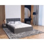 Lit coffre vegas 140 x 190 cm avec sommier  lattes relevable gris fonc