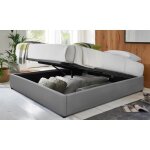 Lit coffre vegas 160x200 sampur gris simili cuir sommier � lattes flexibles inclus rangement xxl pratique ...