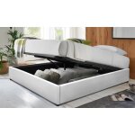 Lit coffre vegas 180x200 sampur blanc simili cuir sommier � lattes flexibles inclus rangement xxl pratique ...