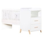 Lit combiné - 120x60cm - evolutif en 90x190cm - babyprice joy naturel - blanc sur pieds en bois naturel ... Lit combiné - 120x60cm - evolutif en 90x190cm - babyprice joy naturel - blanc sur pieds en bois naturel ...