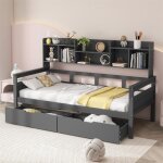 Lit combiné - dreammespace - 90x200 cm - bois massif - 2 tiroirs - design enfant moderne Lit combiné - dreammespace - 90x200 cm - bois massif - 2 tiroirs - design enfant moderne