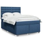 Lit complet - maison exclusive - 160 x 200 cm - tissu bleu - matelas � ressorts ensach�s 20 cm