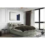 Lit continental complet gusto 160x200 pocket couleur gris clair + sommier et matelas bonel + contenant ... Lit continental complet gusto 160x200 pocket couleur gris clair + sommier et matelas bonel + contenant ...