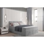Lit adulte 140x200 cm prado avec rangement et matelas ressorts ensachés - tissu velours - gris clair Lit adulte 140x200 cm prado avec rangement et matelas ressorts ensachés - tissu velours - gris clair
