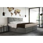 Lit adulte 140x200 cm verdelux - avec rangement matelas ressorts ensach�s et surmatelas - tissu velours ...