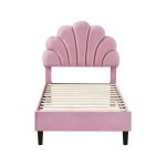 Lit coquillage en velours manon - 90 x 190 cm - rose
