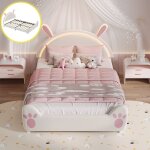 Lit enfant 140x200 - lit rembourr� avec led - t�te de lit princesse en forme doreilles de lapin - sommier ...