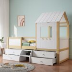 Lit denfant 90x200cm lit combin avec tiroirs de rangement et escalier lit denfant avec barrire anti ...