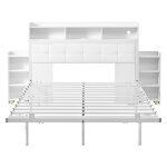 Lit double 140x190 avec sommier t�te de lit tables de chevet rangements chargeur usb / usb - c et led ...