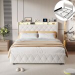 Lit double 140x200cm avec �clairage led et ports usb lit capitonn� 140x200 avec 4 tiroirs et sommier ...