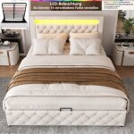 Lit coffre 160×200 cm lit double 2 personnes fabriqué en pu avec tête de lit rembourrée et éclairage ... Lit coffre 160×200 cm lit double 2 personnes fabriqué en pu avec tête de lit rembourrée et éclairage ...