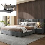 Lit double 180x 200 cm avec lampe directionnelle et chargement usben structure en aciersans table de ...