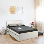 Lit double alpha 140x190 + 2 tiroirs + tiroir lit 90x190 avec sommier + chevet / blanc