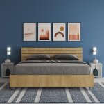 Lit double ankel - bois massif - t�te inclin�e - lattes en ch�ne - marron - 160x190 cm