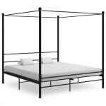 Lit double  baldaquin en mtal noir best - 180x200 cm