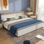 Lit double - becag - lit adulte suspendu 180x200cm avec t�te de lit - lit en bois avec sommier � lattes ...