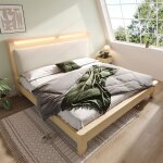 Lit double en bois 160x200 cm lit rembourr� avec �clairage led t�te de lit rangement dossier velours ...