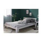 Lit double en bois massif - blanc - 160x200cm - futon � lattes