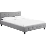 Lit double pour adulte mathieu avec sommier 140x190 cm 2 places / 2 personnes tte et pied de lit capitonns ...