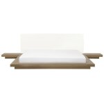 Lit double japonais 180 x 200 cm bois clair zen