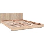 Lit double - lequaidesaffaires - loft 160x200 - chne blanchi - a lattes - avec sommier