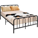 Costway lit double en m�tal pour adulte 140 x 200 cm cadre de lit avec 9 pieds et t�te de lit pas besoin ...