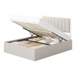 Structure de lit - vasagle - lit coffre - 140x190 cm - sommier relevable - avec rangement - beige